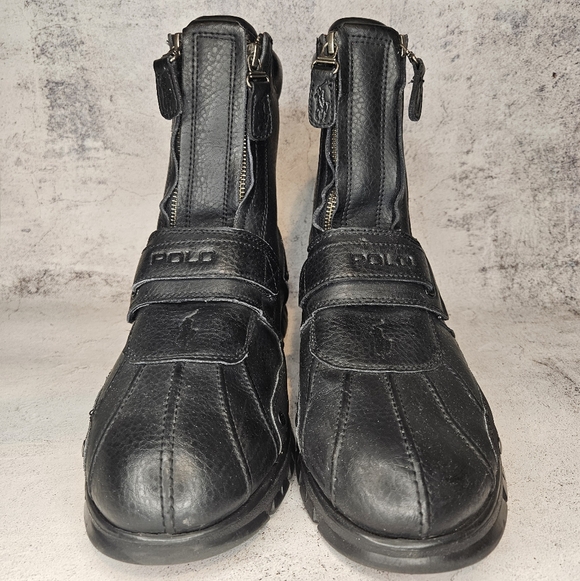 Polo Ralph Lauren Black Leather Darrance II Zip-Up Boots / Mens Size 10.5 - Picture 7 of 13